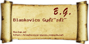 Blaskovics Győző névjegykártya